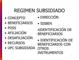regimen subsidiado
