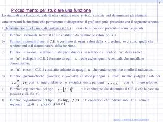 procedimento per studiare una funzione