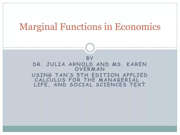 marginal functions in economics