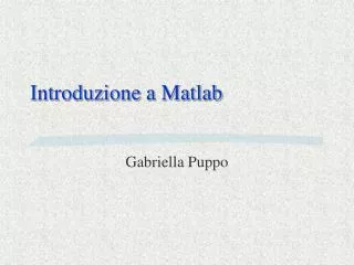 introduzione a matlab