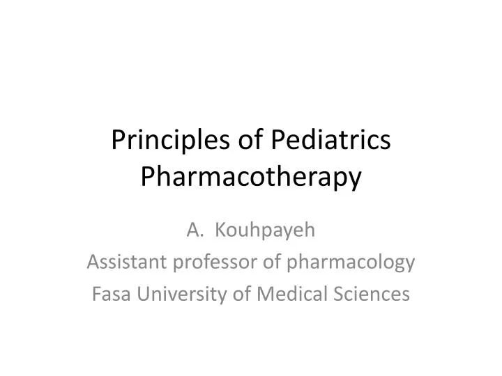 principles of pediatrics pharmacotherapy