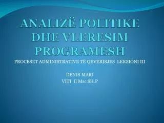 analiz politike dhe vleresim programesh