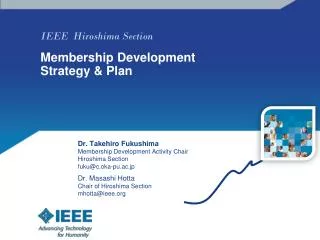 IEEE Hiroshima Section Membership Development Strategy &amp; Plan