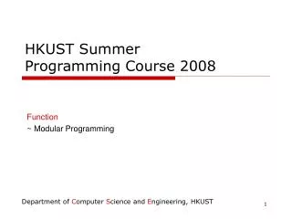 HKUST Summer Programming Course 2008