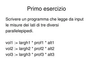 primo esercizio