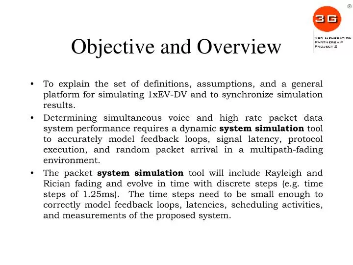 objective and overview