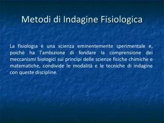 metodi di indagine fisiologica