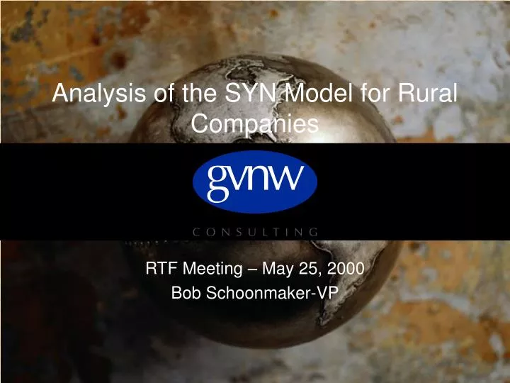analysis of the syn model for rural companies