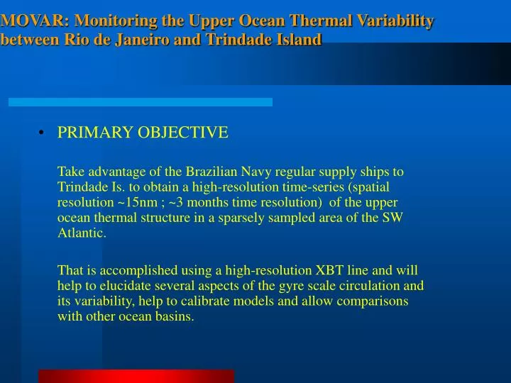 movar monitoring the upper ocean thermal variability between rio de janeiro and trindade island
