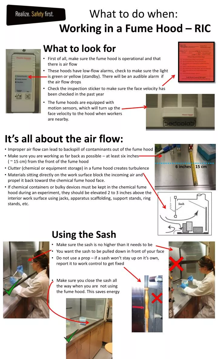 what to do when working in a fume hood ric