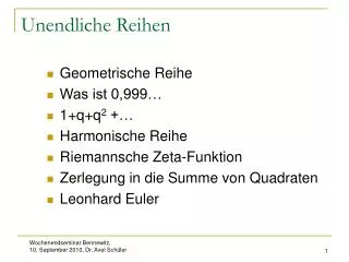 unendliche reihen