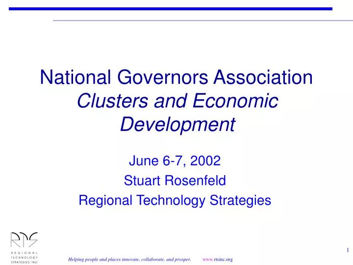 national governors association clusters and economic development