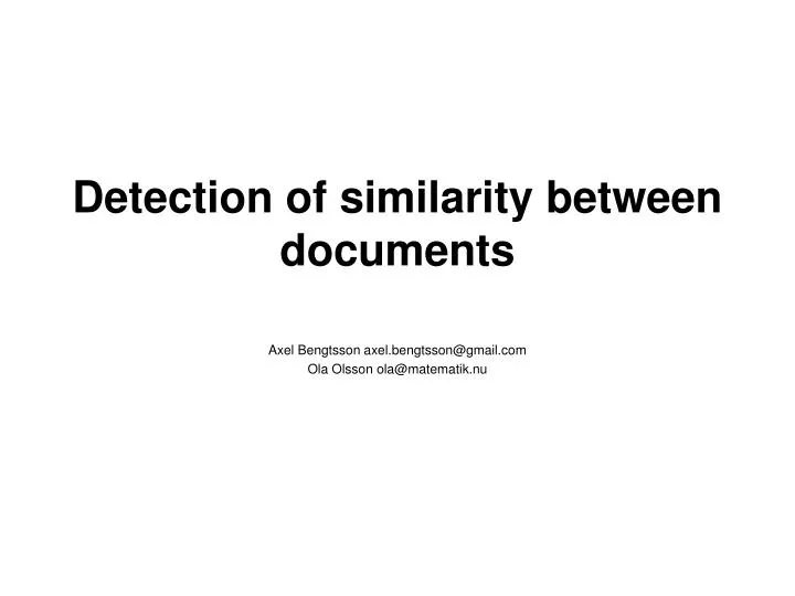 detection of similarity between documents