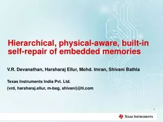 Hierarchical, physical-aware, built-in self-repair of embedded memories