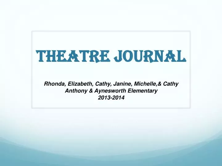 theatre journal