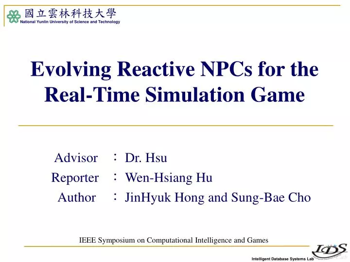 evolving reactive npcs for the real time simulation game
