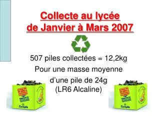 507 piles collect es 12 2kg pour une masse moyenne d une pile de 24g lr6 alcaline