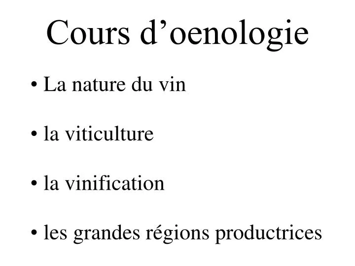 cours d oenologie