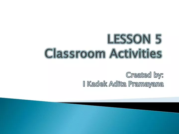 lesson 5 classroom activities