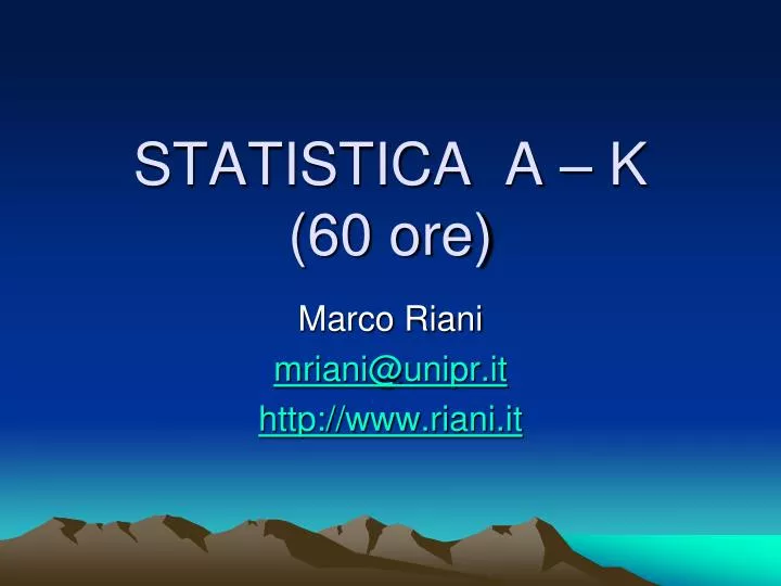 statistica a k 60 ore