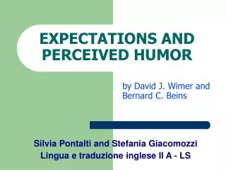 EXPECTATIONS AND PERCEIVED HUMOR