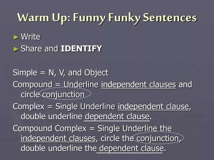 warm up funny funky sentences