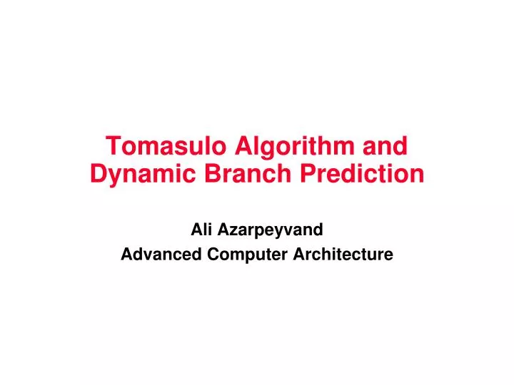 tomasulo algorithm and dynamic branch prediction