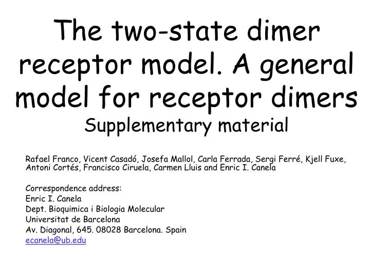 the two state dimer receptor model a general model for receptor dimers supplementary material