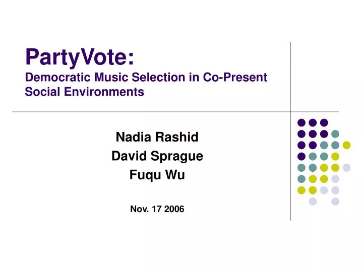 partyvote democratic music selection in co present social environments