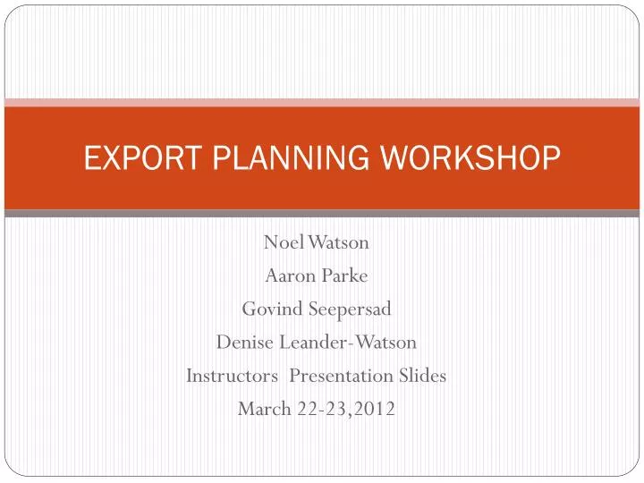 export planning workshop