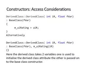 Constructors: Access Considerations