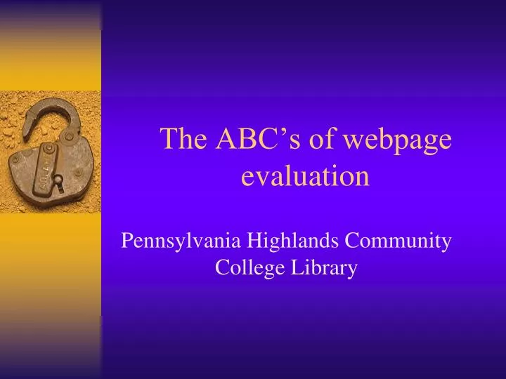 the abc s of webpage evaluation