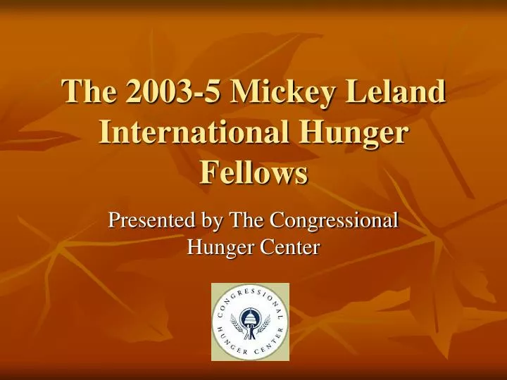 the 2003 5 mickey leland international hunger fellows