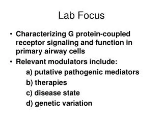 Lab Focus