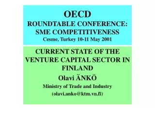 OECD ROUNDTABLE CONFERENCE: SME COMPETITIVENESS Cesme, Turkey 10-11 May 2001