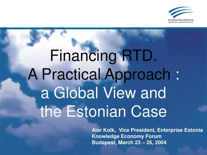 financing rtd a practical approach a global view and the estonian case