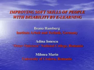 IMPROVING SOFT SKILLS OF PEOPLE WITH DISABILITY BY E-LEARNING