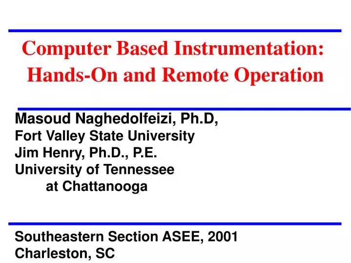 computer based instrumentation hands on and remote operation