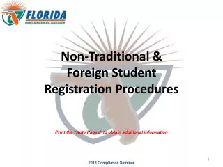 Non-Traditional &amp; Foreign Student Registration Procedures