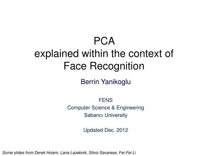 pca explained within the context of face recognition