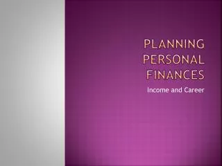 Planning personal finances