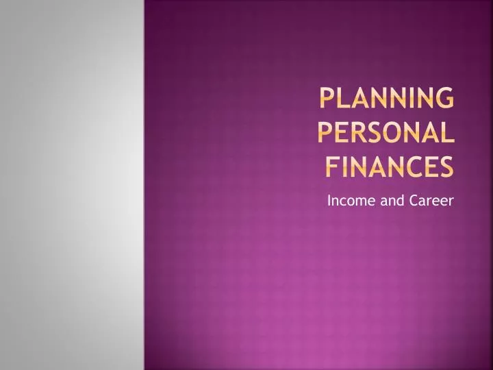 planning personal finances