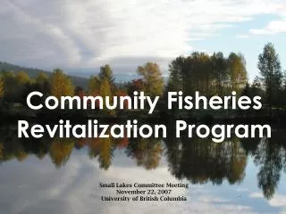 Community Fisheries Revitalization Program