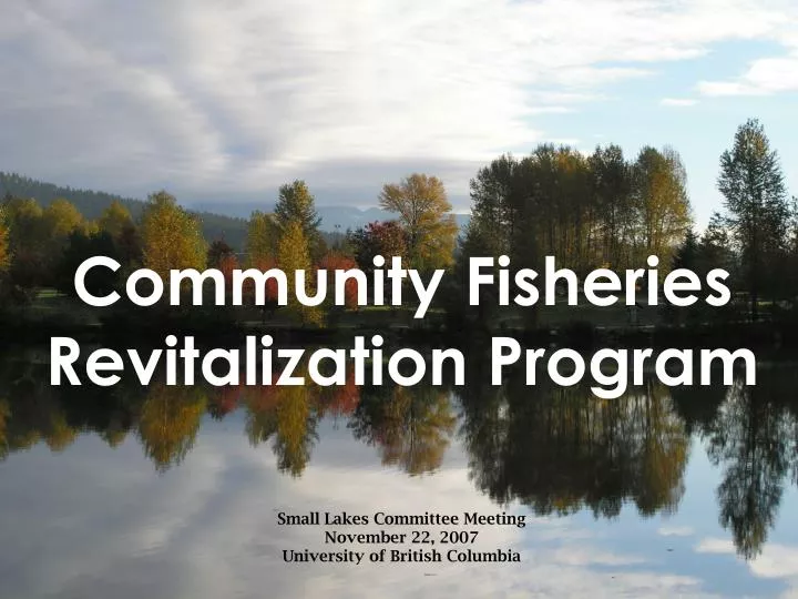 community fisheries revitalization program