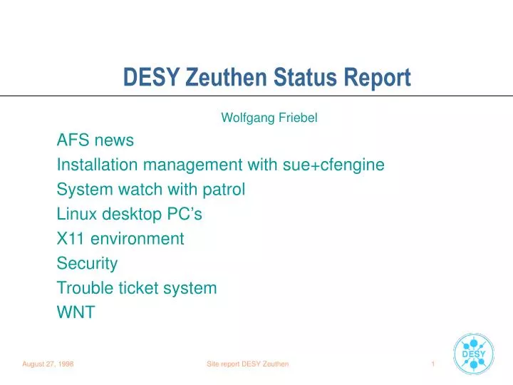 desy zeuthen status report
