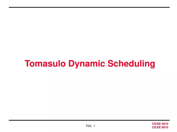tomasulo dynamic scheduling