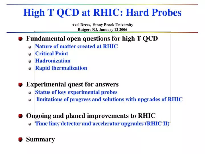 high t qcd at rhic hard probes