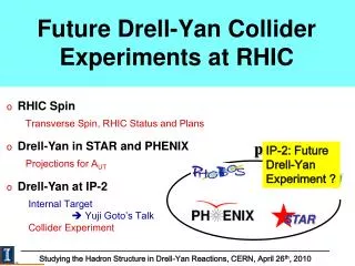 Future Drell-Yan Collider Experiments at RHIC