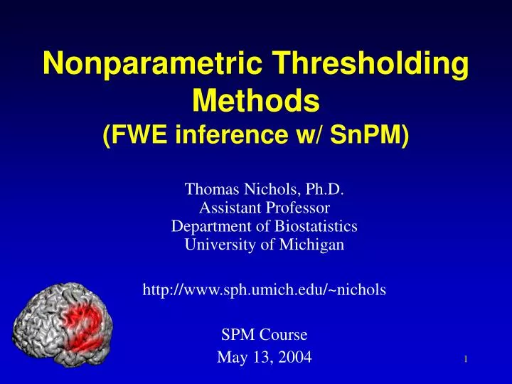 nonparametric thresholding methods fwe inference w snpm