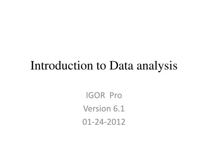 introduction to data analysis